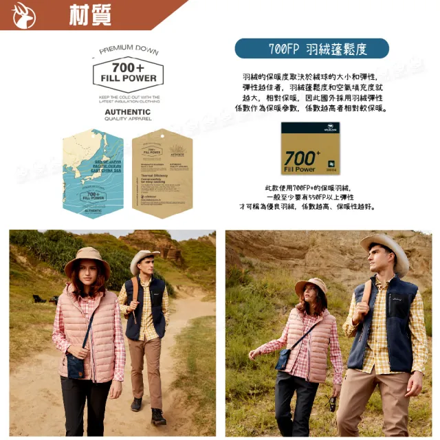 【Wildland 荒野】女 700FP可拆帽輕暖羽絨背心《沙色》0B12171/輕羽絨背心(悠遊山水)
