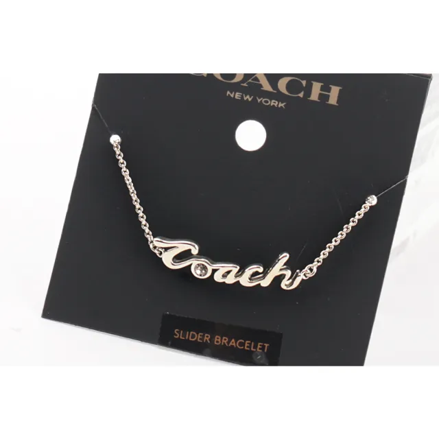【COACH】Logo 草寫標誌可調式手環(銀色)