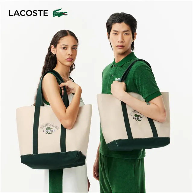 【LACOSTE】包款-羅蘭加洛斯版帆布托特包(雙11限定 1111 白色)