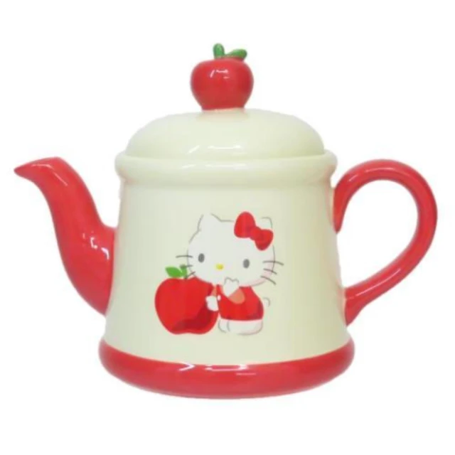 【小禮堂】Hello Kitty 造型陶瓷茶壺 350ml - 50週年系列(平輸品)