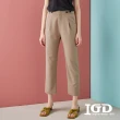 【IGD 英格麗】網路獨賣款-釦調節西裝直筒褲(卡其色)