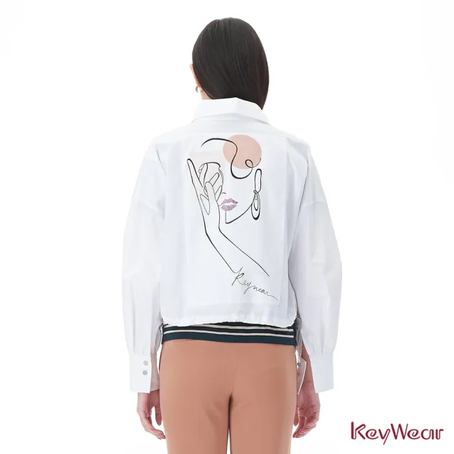【KeyWear 奇威名品】短版收腰襯衫式外套(共2色)