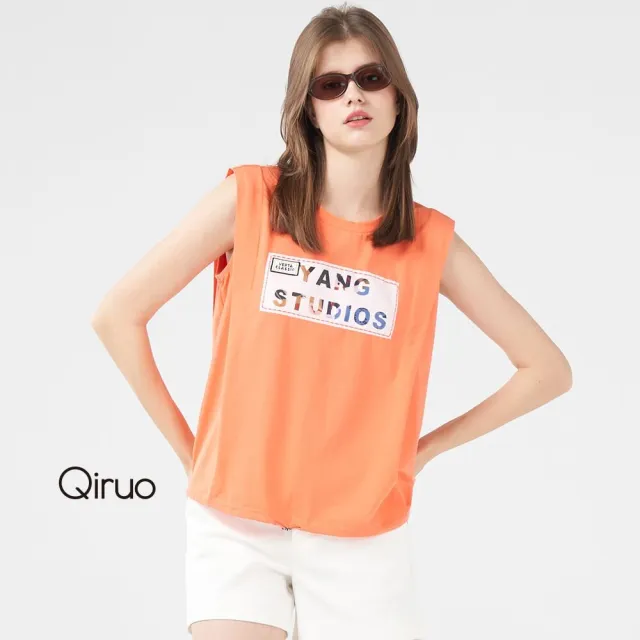 【Qiruo 奇若名品】春夏專櫃粉橘背心上衣8006D 英文字母設計(M-2XL)