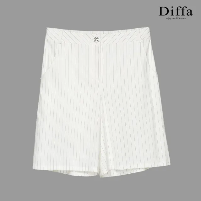 【Diffa】時尚條紋織紋短褲-女