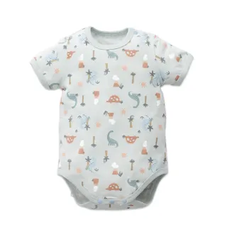 【Baby City 娃娃城】官方直營 MIT美國棉舒適透氣短袖肩開連身衣-侏羅紀恐龍 純棉台灣製寶寶內衣