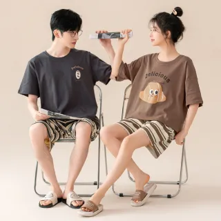 【藍尼居家】★印花休閒情侶家居服(女睡衣/男睡衣/家居服/兩件式套裝)