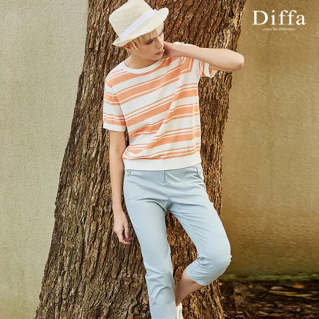 【Diffa】貼袋裝飾釦設計長褲-女