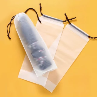 【E.dot】10入組 透明防水拉繩防塵袋/束口袋(雨傘袋)
