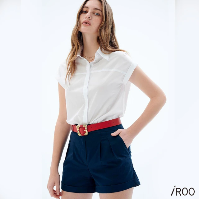 iROO 壓粗線裝飾白色短褲 推薦