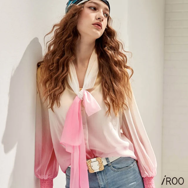 iROO 漸層彩虹印花上衣品牌優惠