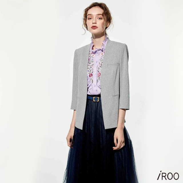 iROO 紫網紗印點點長裙好評推薦