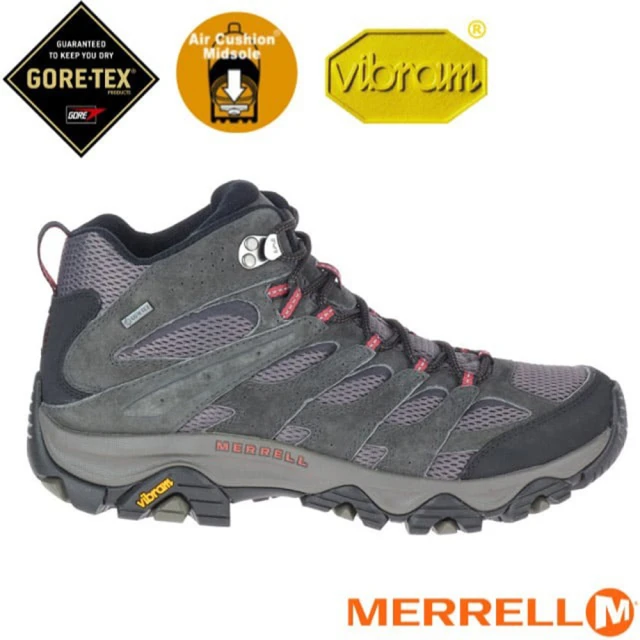 MERRELL 男 MOAB 3 MID GORE-TEX☆ 多功能防水透氣登山健行鞋-寬楦.登山鞋(ML035785 深灰色)