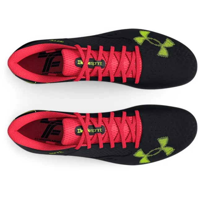 【UNDER ARMOUR】UA 男女同款 Kick Sprint 4 跑步釘鞋 慢跑鞋 運動鞋_3025461-001(黑色)