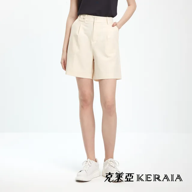 【KERAIA 克萊亞】輕鬆著感舒適裝飾小袋蓋短西褲(三色;S-XL)