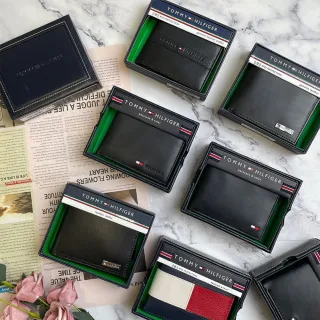 【Tommy Hilfiger】禮盒包裝 短夾 皮夾 證件夾 錢包 卡夾 票夾 零錢袋 男夾(平輸品)