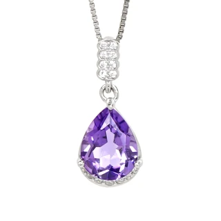 【正佳珠寶】紫水晶 極淨冰質 1g 紫水晶吊墜 ｜925銀方晶鋯石微鑲