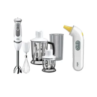 【BRAUN 百靈】MultiQuick5 Vario 手持式攪拌棒食物攪拌棒MQ5045+耳溫槍 IRT3030(新生寶寶呵護組)