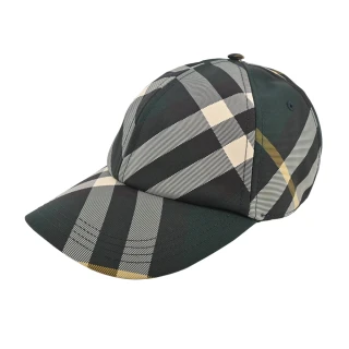 【BURBERRY 巴寶莉】經典格紋棉質棒球帽(常春藤綠)