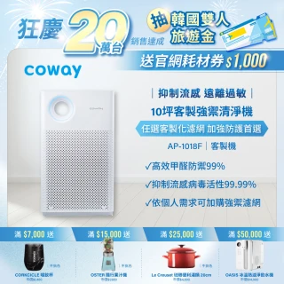 【Coway】5-10坪 客製強禦空氣清淨機AP-1018F(內附甲醛濾網)