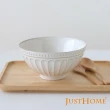 【Just Home】霧白輕奢條紋陶瓷6.5吋麵碗4件組(碗 麵碗 湯碗 拉麵碗)