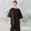 【IGD 英格麗】網路獨賣款-質感縫線寬版上衣(黑色)