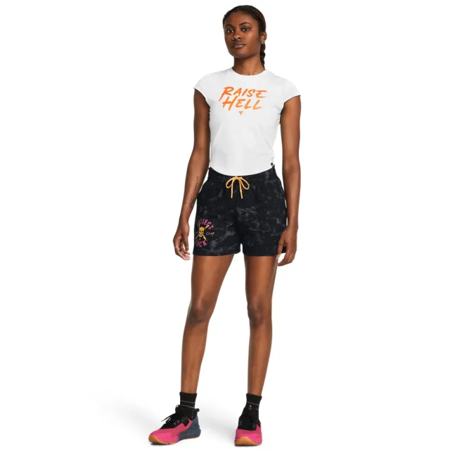 【UNDER ARMOUR】UA 女 Pjt Rock Undrgrnd Terry 運動短褲_1382712-001(黑色)