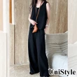 【UniStyle】2件套裝後開叉無袖背心闊腿長褲 韓版歐妮風 女 UV7075(黑)