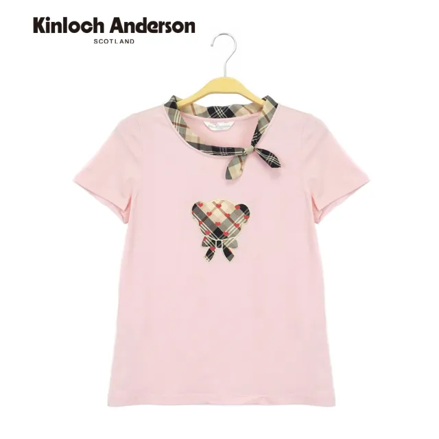 【Kinloch Anderson】小熊愛心格紋棉質短袖上衣 金安德森女裝(KA0885319)