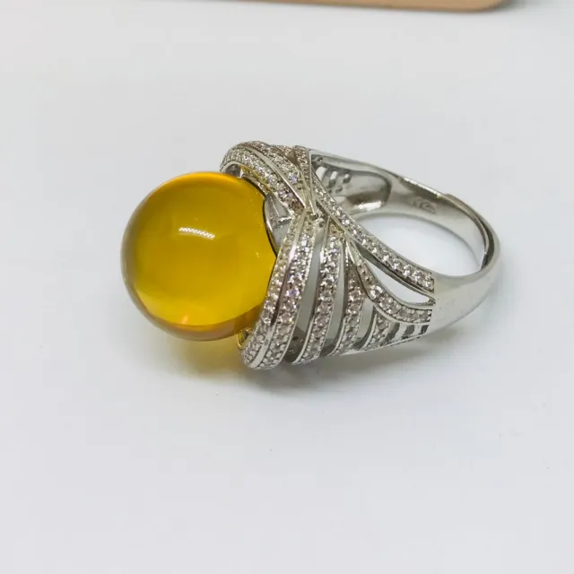 【勝弘珠寶】多明尼加藍珀絕世戒指-15mm