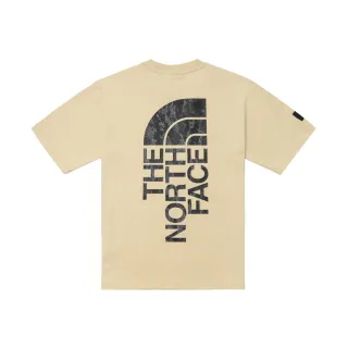【The North Face 官方旗艦】北面UE男款米色舒適透氣大尺寸品牌印花短袖T恤｜88643X4