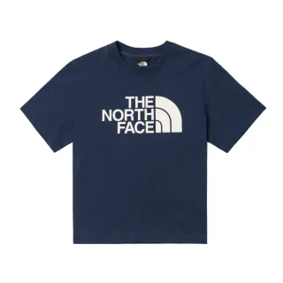 【The North Face】北面UE女款藍色防潑水舒適大尺寸品牌印花短袖T恤｜89TW8K2