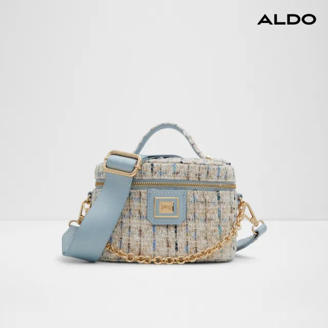 【ALDO】CASANOVA-精緻感毛呢寶盒迷你手提斜背包-女包(混色藍)