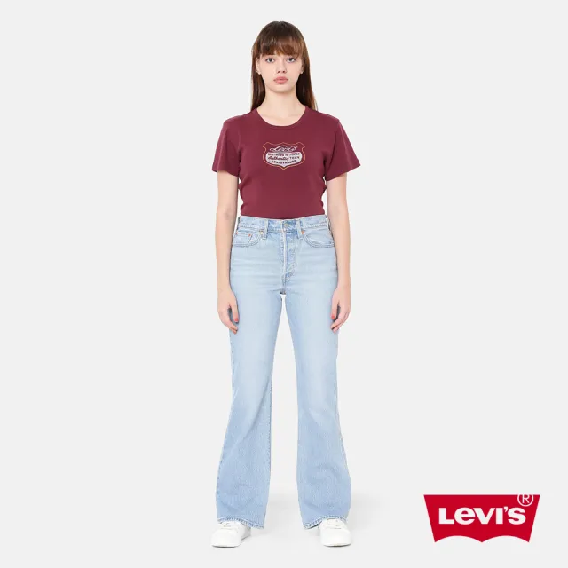 【LEVIS 官方旗艦】Wedgie 高腰修身 排釦 靴型牛仔褲 / 輕藍染水洗 / 女生牛仔褲 A8710-0003 人氣新品