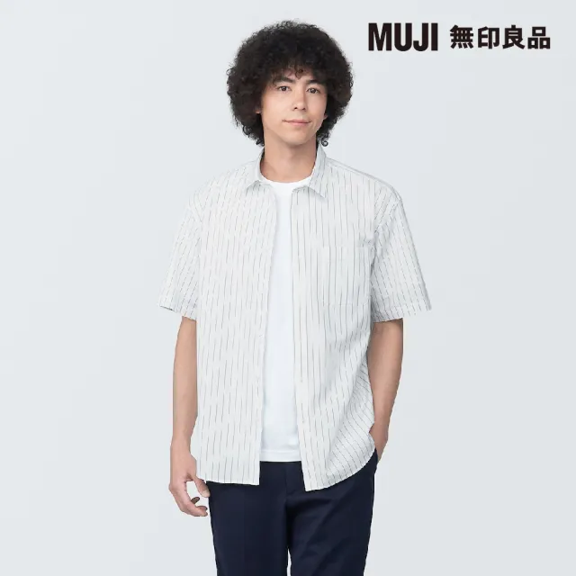 【MUJI 無印良品】男棉水洗平織布短袖襯衫(共9色)