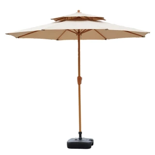 【Josie】戶外遮陽傘 2.7米雙頂中柱傘(羅馬傘 庭院傘 太陽傘 遮陽傘 海灘傘 休閒傘)