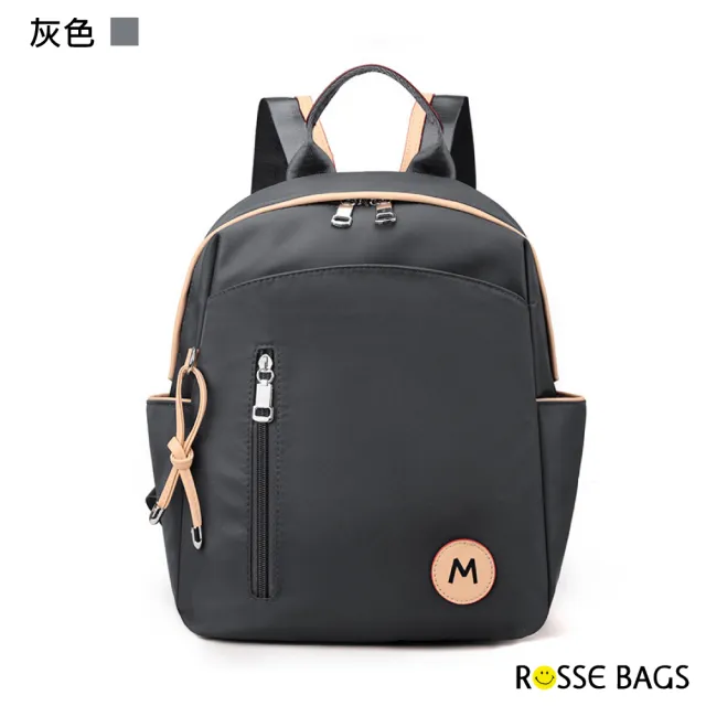 【Rosse Bags】韓版簡約輕便戶外防潑水尼龍背包(現+預 黑色／灰色／綠色／棕色／卡其色／藍色)