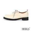 【HERLS】牛津鞋-全真皮雙色鞋帶大頭厚底牛津鞋（附一般鞋帶）(米白色)