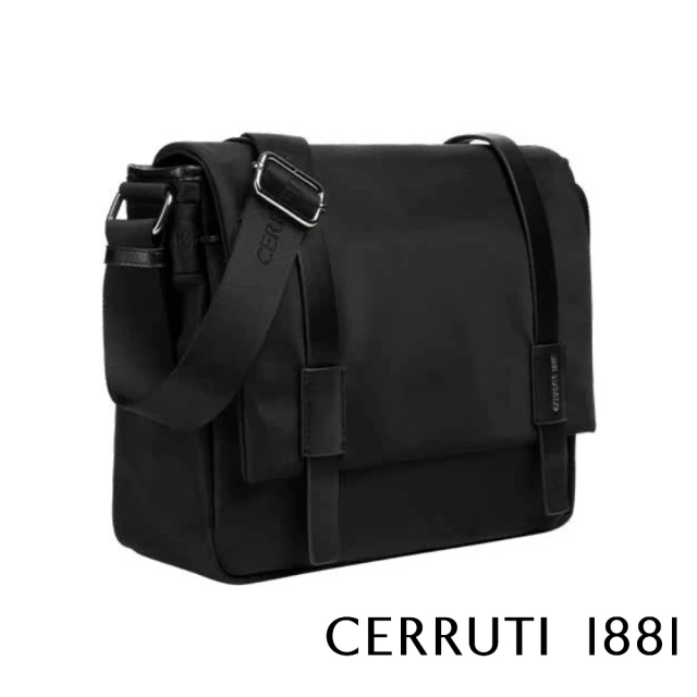Cerruti 1881 頂級義大利小牛皮肩背包斜背包(黑色