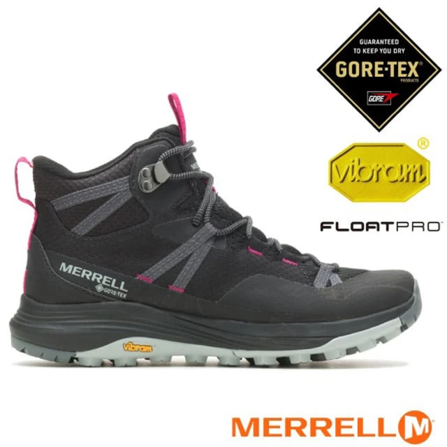 MERRELL 女 SIREN 4 MID CORE-TEX 防水透氣登山健行鞋.戶外休閒運動鞋(ML037282 黑色)