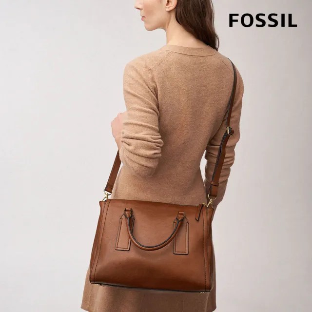 【FOSSIL 官方旗艦館】買一送一★Parker 真皮手提側背包(多色可選 買包送卡夾)