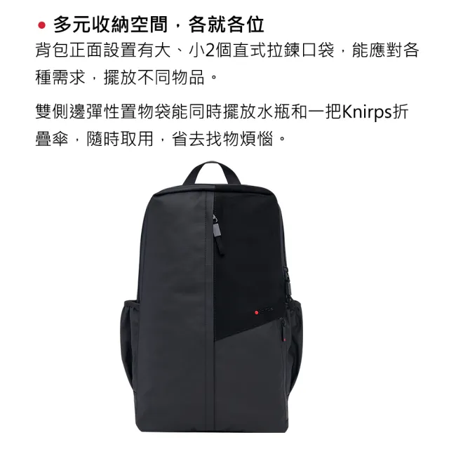 【Knirps 德國紅點傘】EDC Backpack後背包(黑)