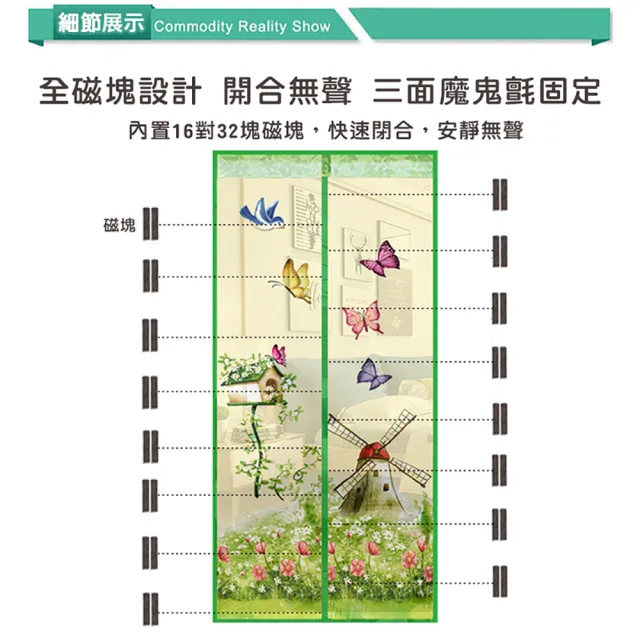 【半島良品】超靜音磁鐵開合魔鬼氈無痕安裝防蚊門簾(防蚊 門簾 紗窗 夏天 超靜音 無痕)