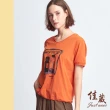 【Just Wear 佳葳】時髦塗鴉捲邊上衣 2色(女上衣/女上著/短袖/印字/印圖/棉質/休閒)