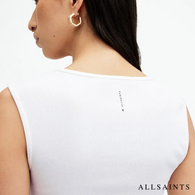 【ALLSAINTS】TAMIE 彈力羅紋短版背心-白 W014JA(修身版型)