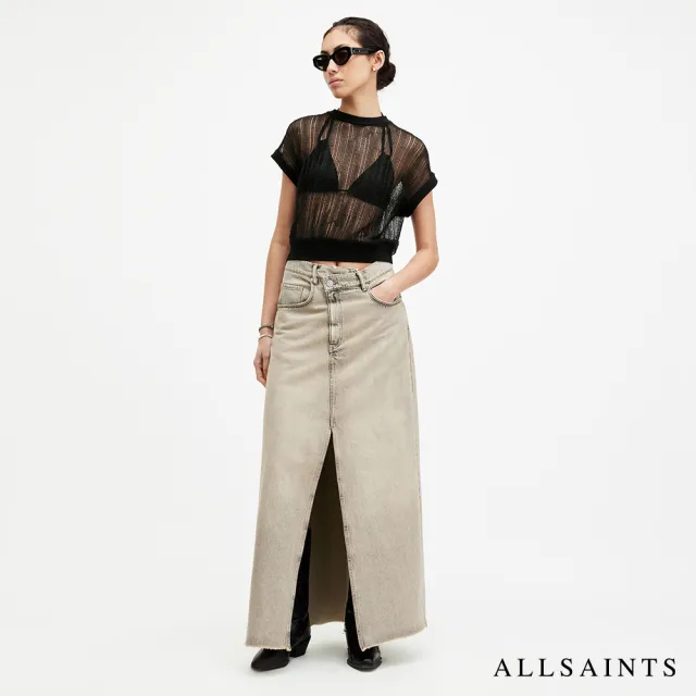 【ALLSAINTS】GIANA 金屬落肩透膚背心-黑 W026JA(舒適版型)