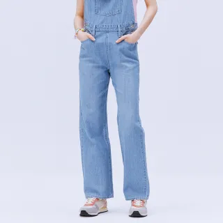 【BRAPPERS】女款 Boy friend系列-全棉吊帶直筒褲(淺藍)