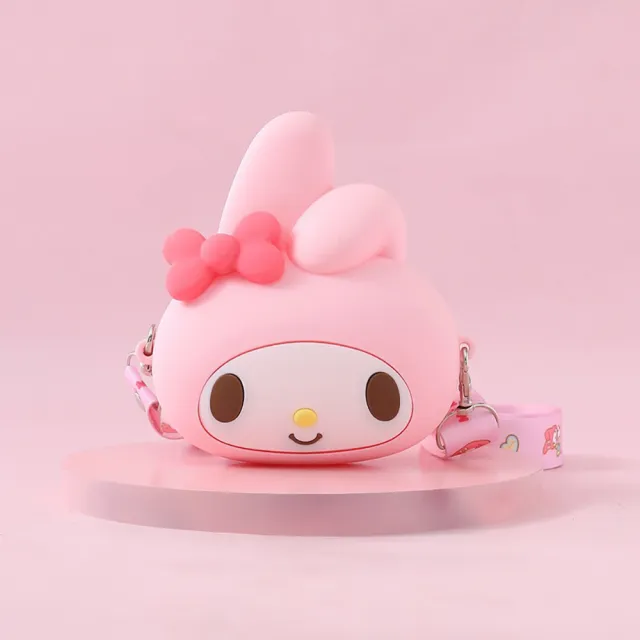 【SANRIO 三麗鷗】卡通系列矽膠元氣大頭造型外出隨身小包包-小款式(平輸品)