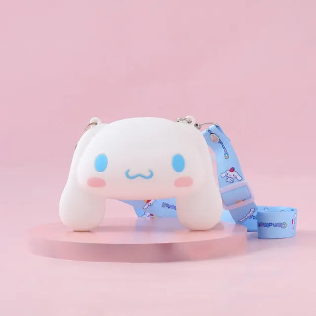 【SANRIO 三麗鷗】卡通系列矽膠元氣大頭造型外出隨身小包包-小款式(平輸品)