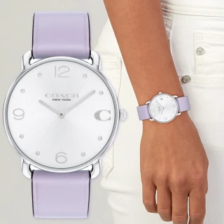 【COACH】Elliot 簡約大數字面盤腕錶-36mm/紫皮帶 母親節 禮物(14504286)