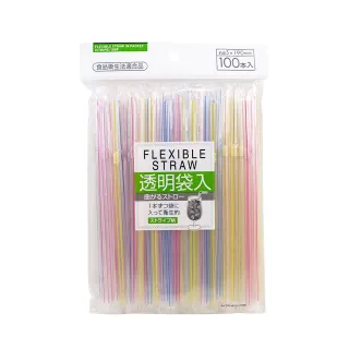 【GOOD LIFE 品好生活】袋裝線條彎曲飲料吸管（100支入）(日本直送 均一價)
